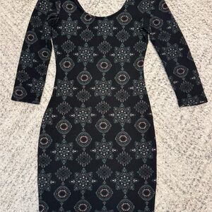 Elegant Black Patterned Dress